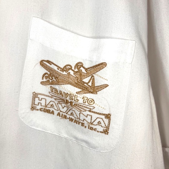 Cubavera Mens Embroidered Travel to Havana Cuba Airways Inc. Button Down XL - Picture 5 of 10